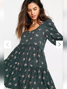 Urban Outfitters Mindy Floral Print Tiered Mini Dress